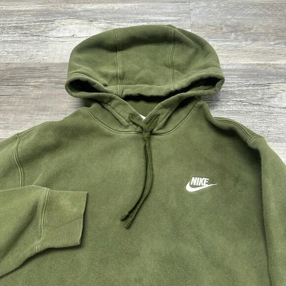 Nike Sportswear Club Fleece Sun Faded Green Mens S Mini Swoosh Pullover Hoodie - Picture 1 of 10